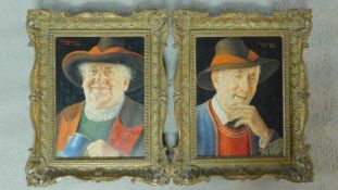 A pair of giltwood framed oils on board, two portraits, by Austrian artist Otto Eichinger. 30x37cm