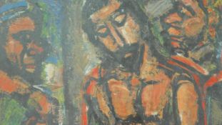 A framed and glazed print, Georges Roualt, Christ Mocked by Soldiers. 68x78cm