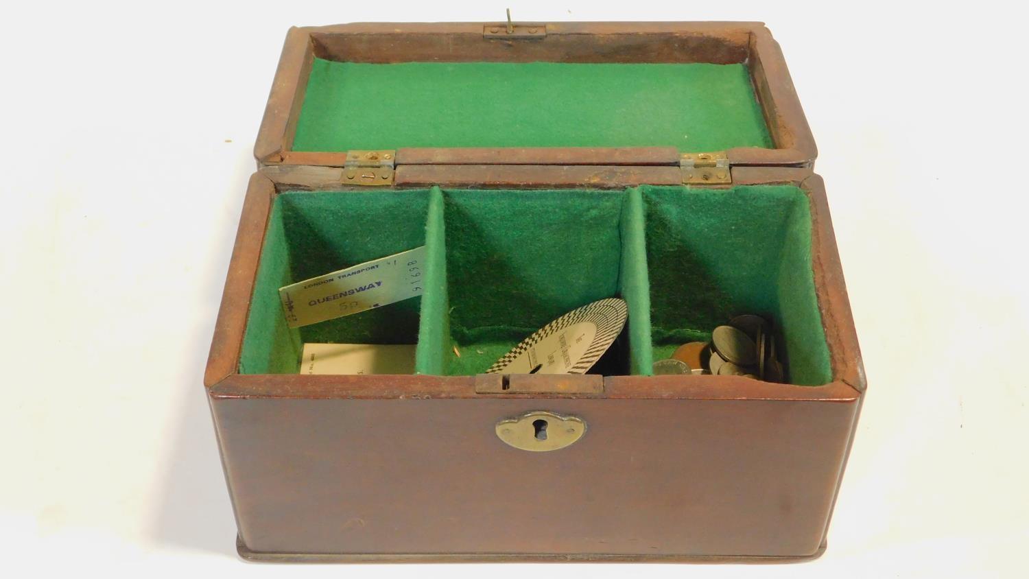 A Georgian mahogany three division tea caddy with brass carrying handle and a similar box. H.13 W.14 - Image 2 of 8