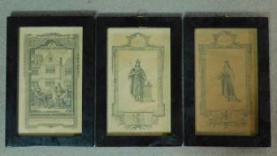 A set of three 19th century framed and glazed engravings, Charles I and II. 37x24cm
