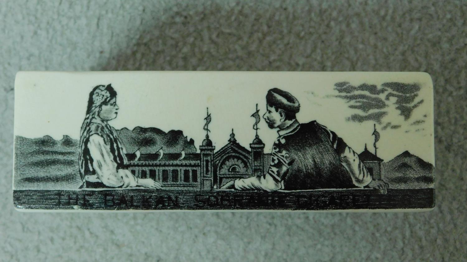 An antique ceramic transfer printed advertising box for 'The Balkan Sobranie Cigarettes' - Made of - Image 3 of 6