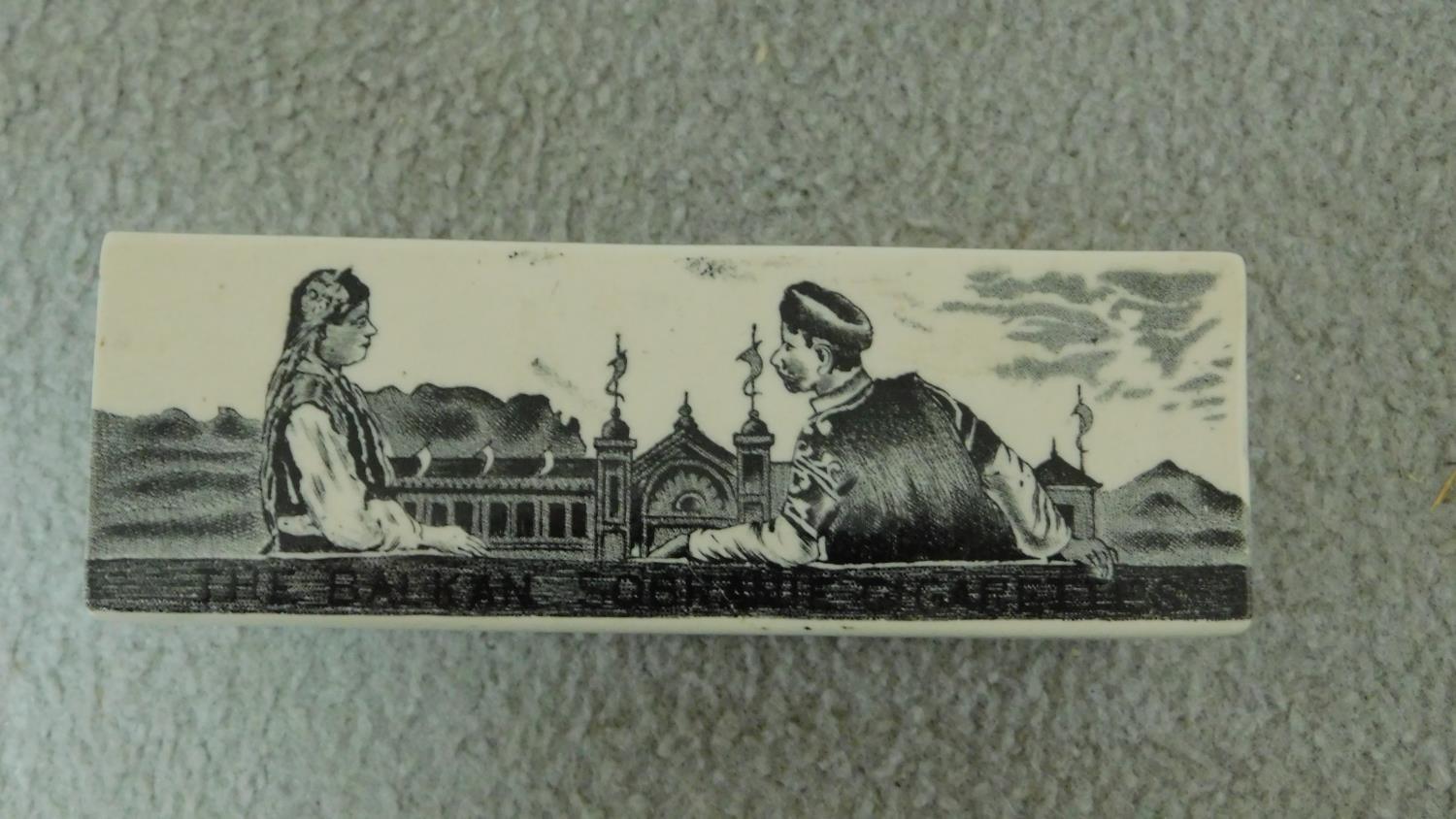 An antique ceramic transfer printed advertising box for 'The Balkan Sobranie Cigarettes' - Made of - Image 5 of 6