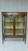 An Edwardian mahogany Chippendale style display cabinet with arched astragal glazed doors
