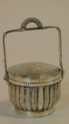 A miniature Chinese export silver food basket with removable lid. Has been engraved to look like