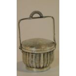 A miniature Chinese export silver food basket with removable lid. Has been engraved to look like