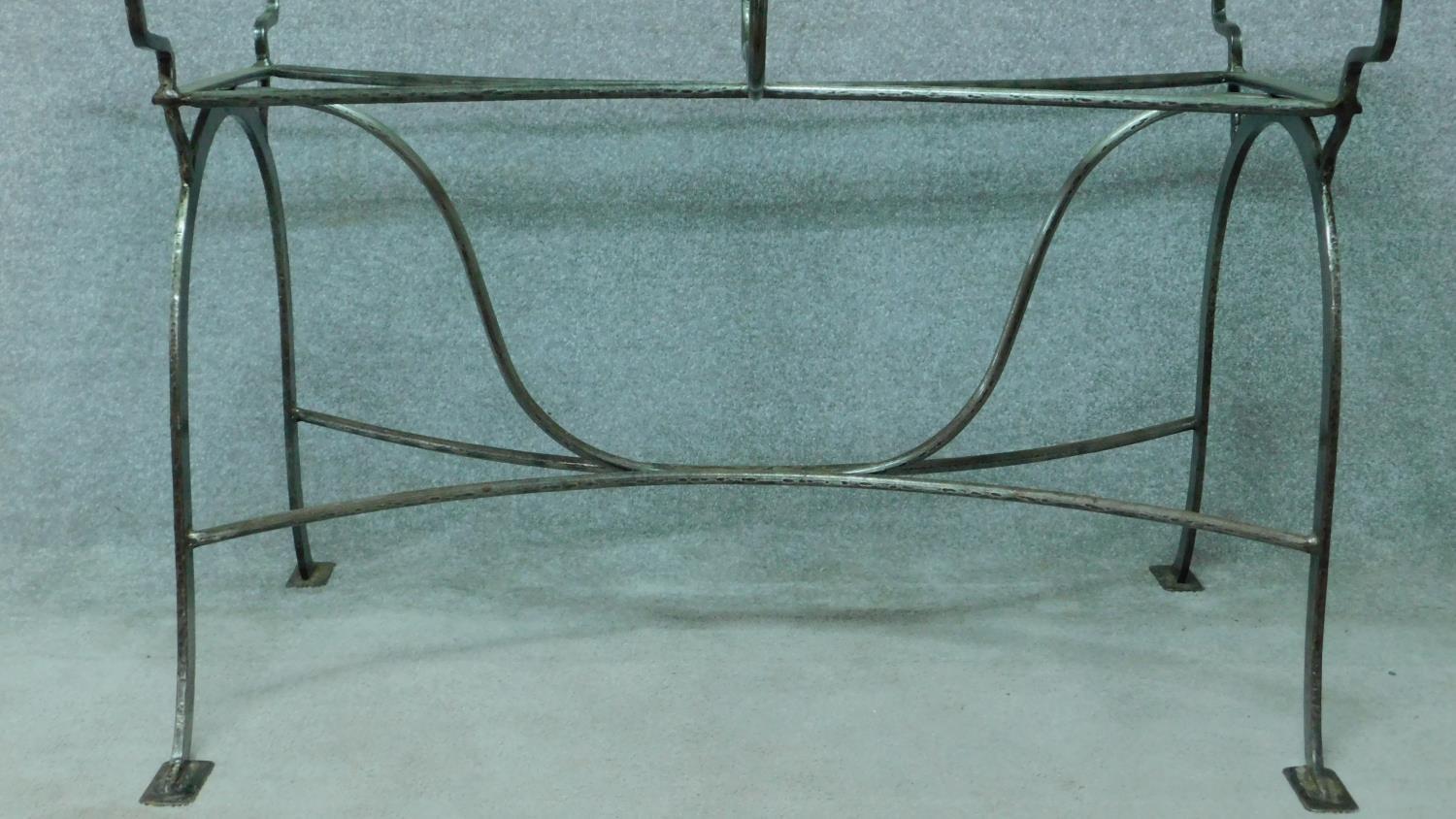 A wrought iron conservatory table with plate glass top. H.77 W.160 D.80cm - Image 4 of 4