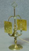 A 19th Century Italian brass lucerna, converted to electric, adjustable, four branch oil lamp. It