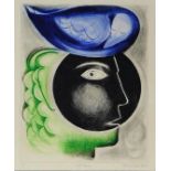 A framed and glazed artist's proof coloured lithograph, dark moon, signed by Patricia Drew. 63x53cm