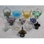 A miscellaneous collection of twelve Art Glass posy baskets. H.23cm