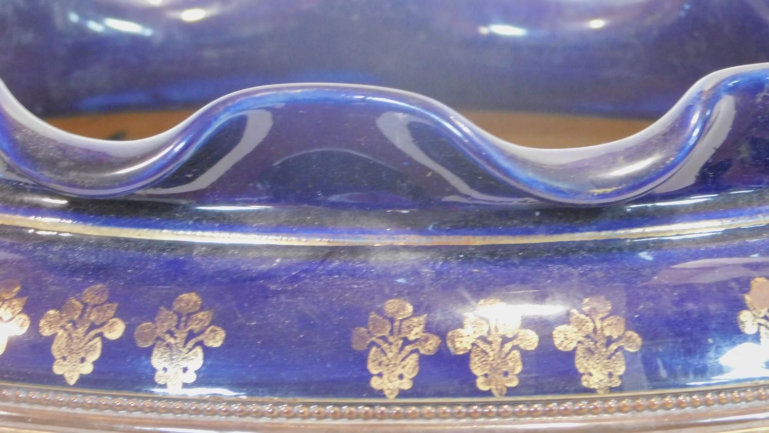 A Royal Doulton stoneware jardiniere, Slaters Patent, in deep blue glaze with textured ground of - Image 2 of 4