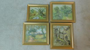 Harold Harris Jones (1908-1991) A collection of four gilt framed oils on board, various town and