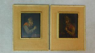 A pair of framed 19th century oils on canvas, two figures, unsigned. 50x39cm