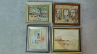 Harold Harris Jones (1908-1991) Four framed oils on board, various subjects. 32x27cm