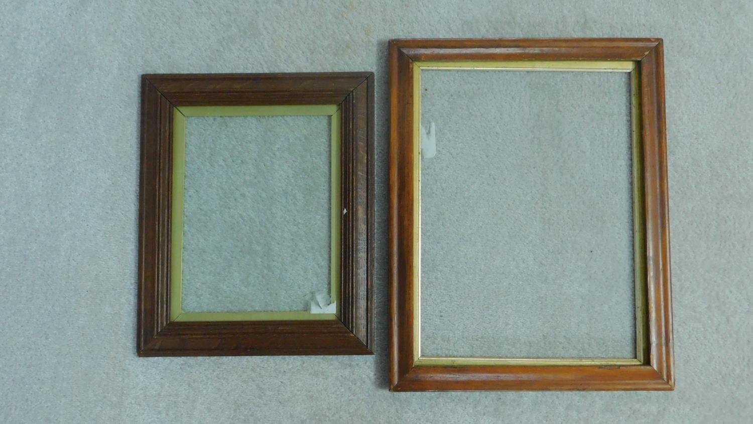 A 19th century mahogany frame with gilt slip and glazing and a similar oak example. 39x49cm