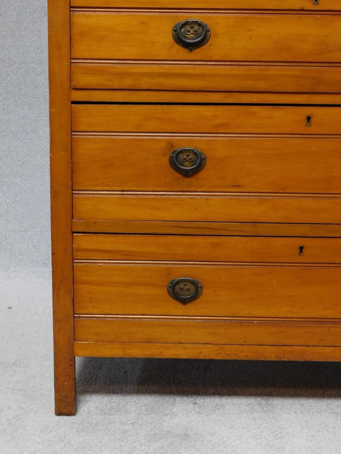 A Victorian satin walnut dressing chest with swing mirror above three long drawers. H.160 W.90 D. - Image 4 of 4