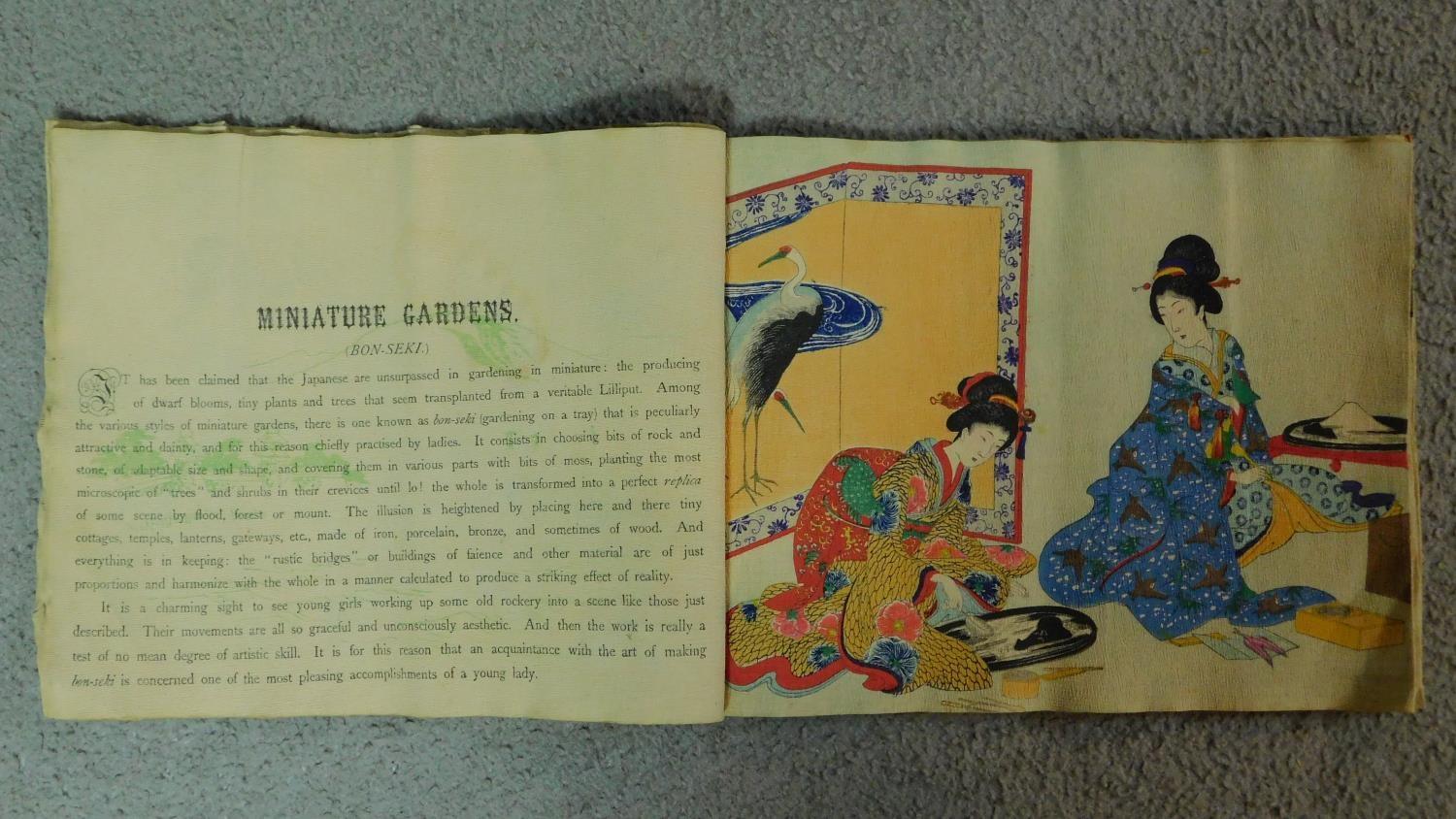 A Meji period Japanese hand coloured crepe paper book. Titled 'Ceremonial Japan' by Miss Dolly - Image 3 of 6