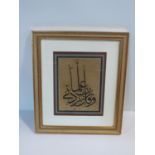 A framed and glazed Islamic ink calligraphy. 43x50