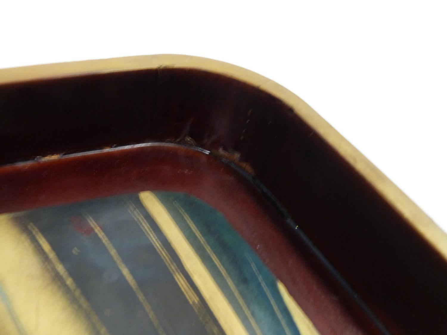 A Meji period Japanese gilded lacquer painted tray. Depicting a dragon among the waves with Mount - Image 10 of 13