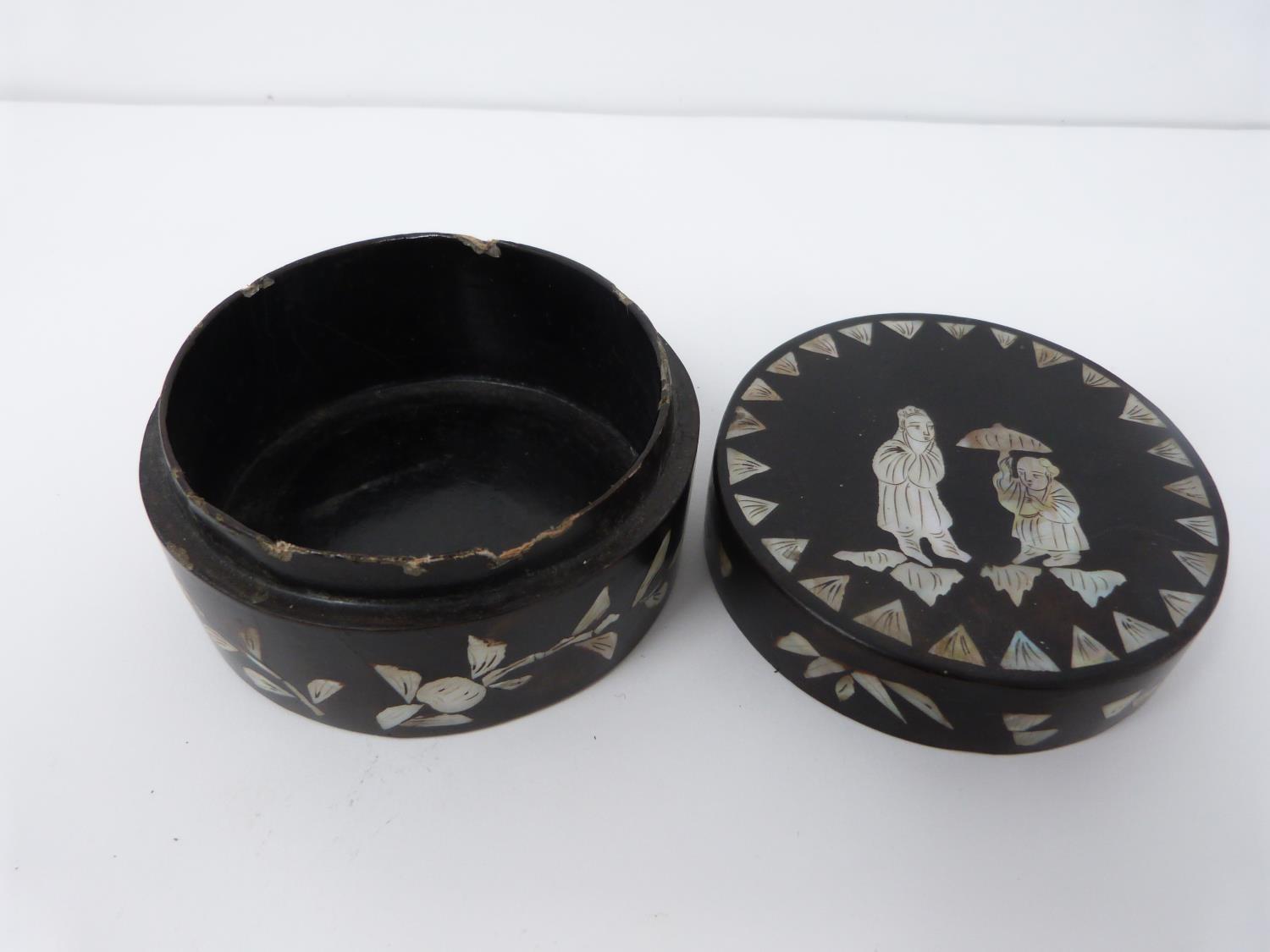 Three Chinese lacquered boxes. Two rectangular in shape the other circular, one rectangular and - Image 11 of 19