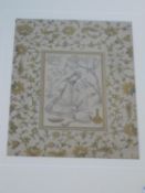 A 19th century Persian Safavid style miniature painting on parchment depicting a seated spiritual