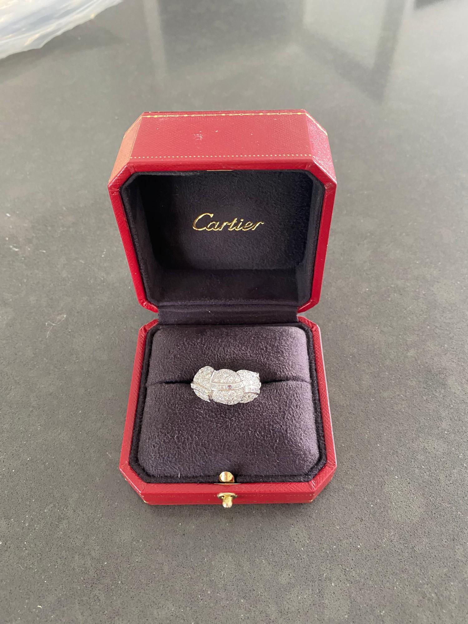 A 1950's Cartier Cocktail Ring, Cartier baguette and brilliant cut pave set dome top bombe ring - Image 2 of 9