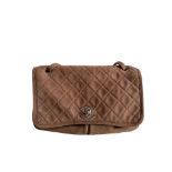 A Chanel Maxi Flap Bag in Nubuck leather (soft suede leather) with Silver Hardware, , exterior