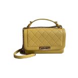A Chanel Label Click Bag in Yellow Calfskin with Gold Hardware is from Chanel?s 2017 Cruise
