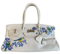 A white Jean Paul Gaultier (JPG) Hermes Birkin in clemence with palladium hardware, including