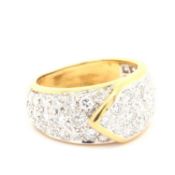 A Graff diamond Ribbon Ring, Contemporary pave set diamond buckle ring mounted in 18ct gold and