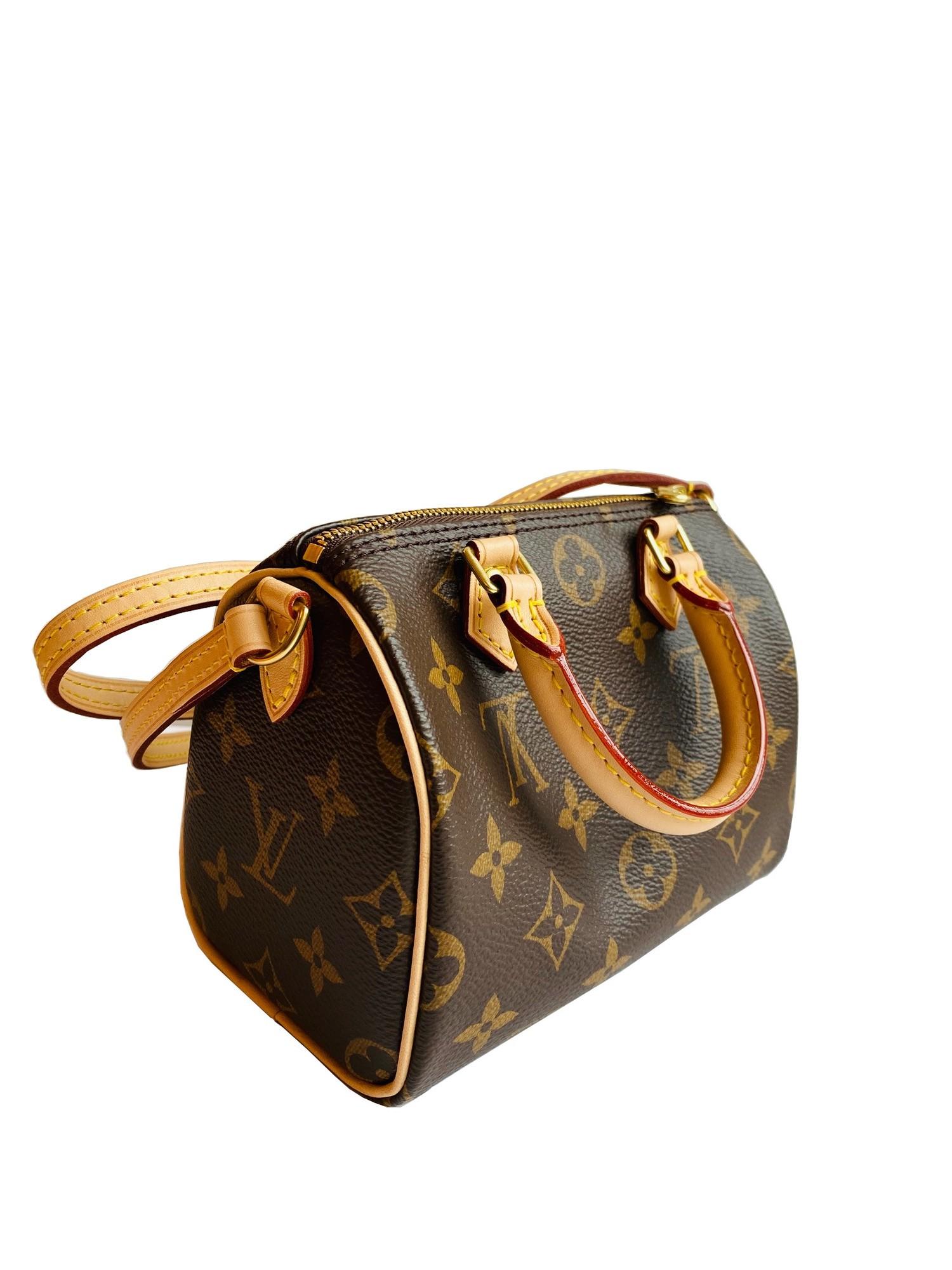 A Louis Vuitton Nano Speedy Monogram Canvas, as the name suggests the Nano Speedy is a miniature