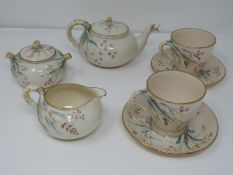 A 19th century Belleek Irish porcelain 1st period grasses pattern tea service. Hand painted with