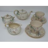 A 19th century Belleek Irish porcelain 1st period grasses pattern tea service. Hand painted with