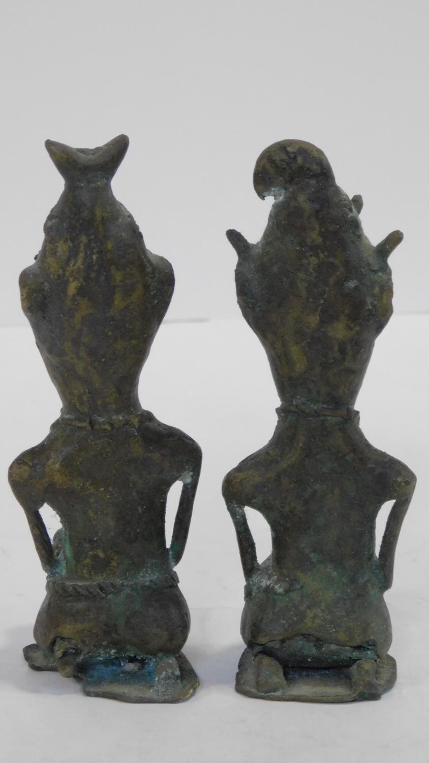 Two Ashanti bronze seated figures with tribal head dresses. H.15cm - Image 5 of 5