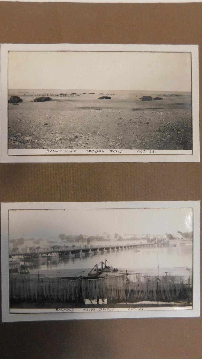 A vintage 1930's photo album containing black and white photos of the Basra War memorial in Iraq - Image 8 of 25