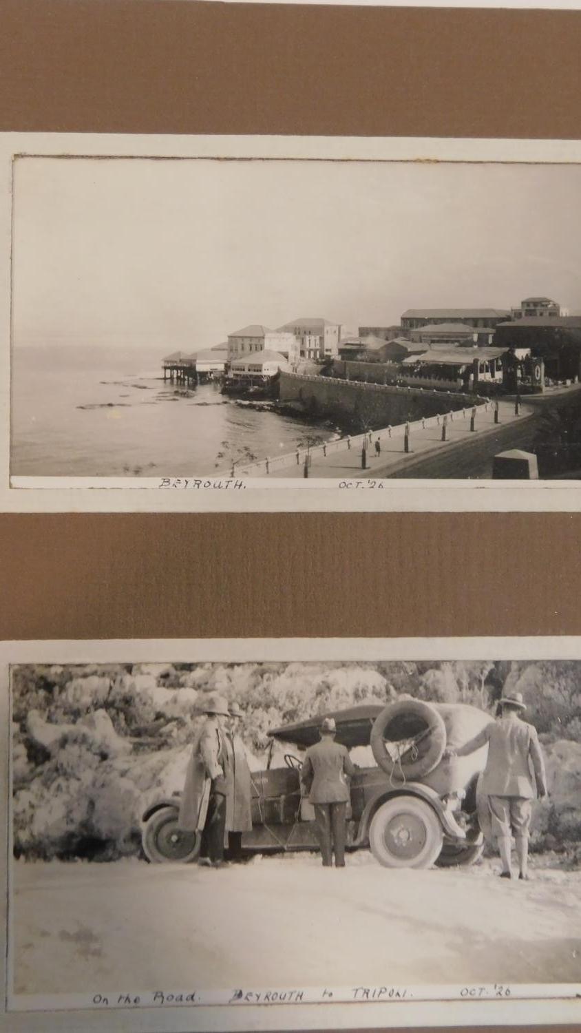 A vintage 1930's photo album containing black and white photos of the Basra War memorial in Iraq - Image 6 of 25