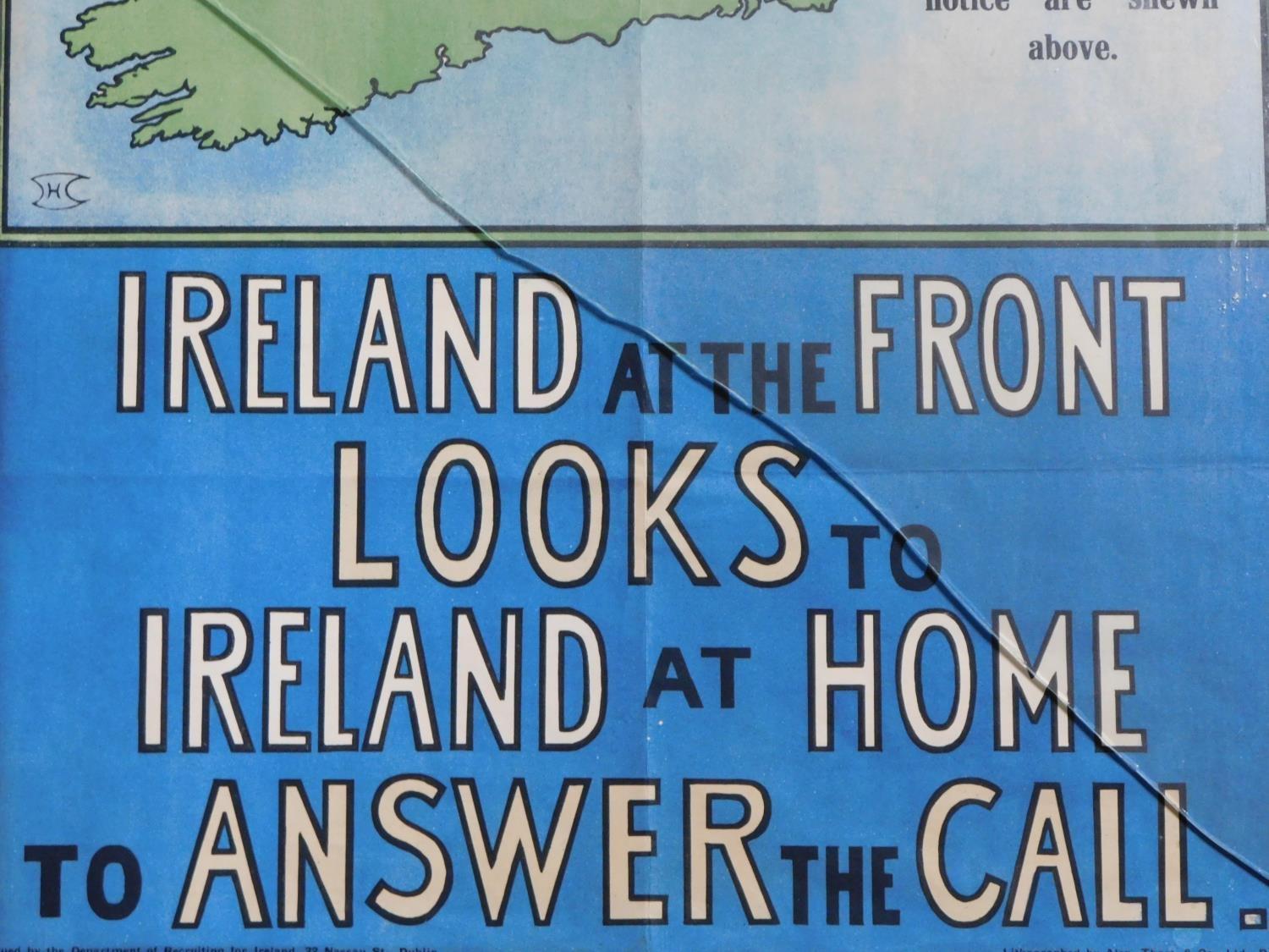 A framed WW1 Ireland's War Map poster by Alex Thorn and Co Ltd, Dublin. Department of recruiting for - Image 3 of 3