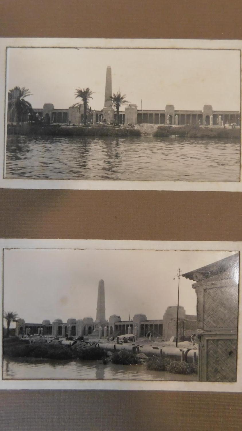 A vintage 1930's photo album containing black and white photos of the Basra War memorial in Iraq - Image 18 of 25