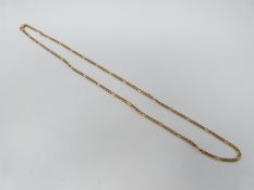 A vintage long 9 ct yellow gold Figaro chain with secure lobster clasp. Hallmarked BF&Co for Benner,