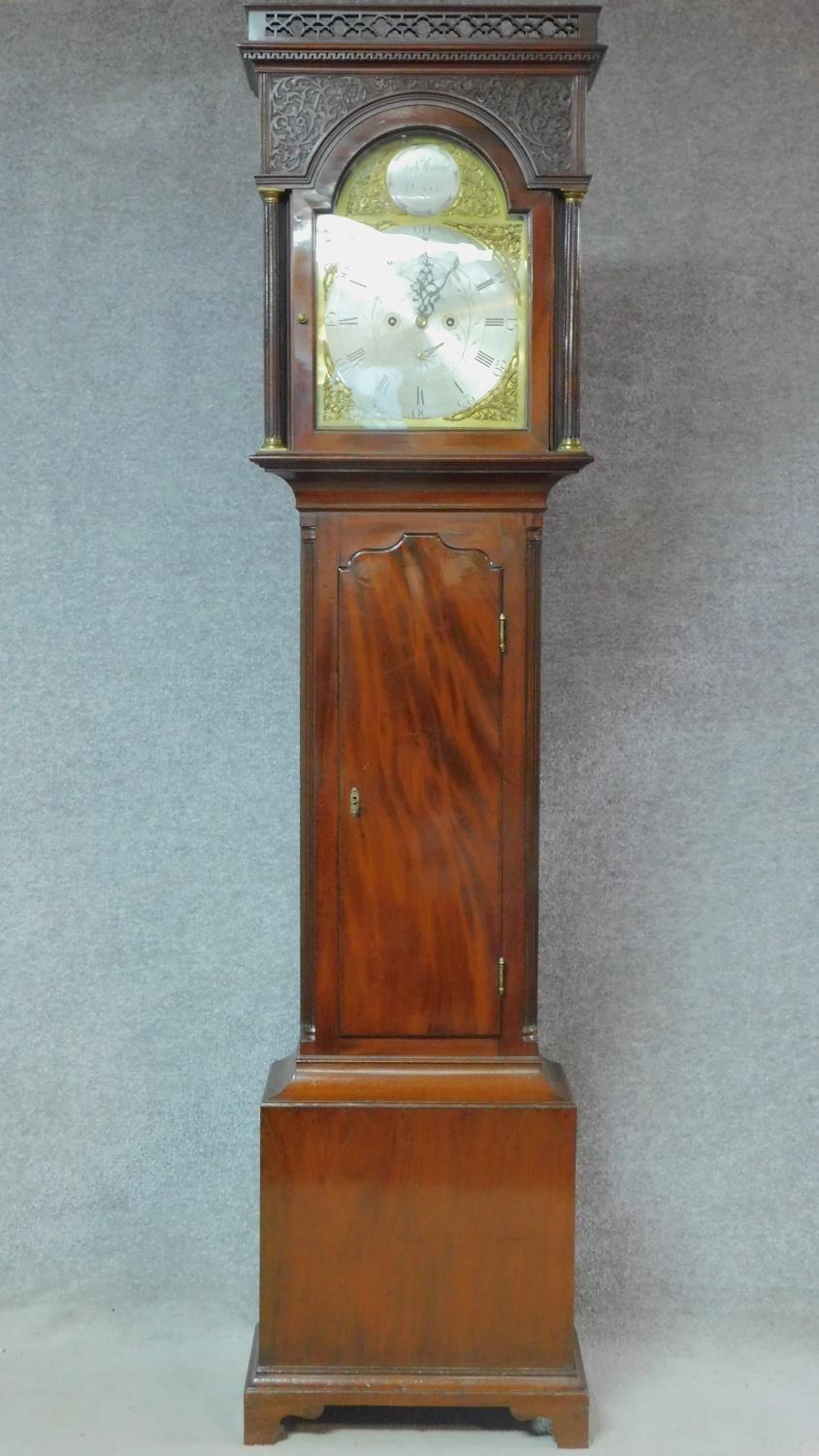 A George lll mahogany eight day longcase clock by Andrew Stewart of Dunse, the engraved silvered