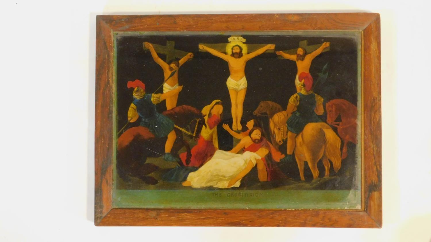 A framed Regency mezzotint-under-glass entitled 'The Crucifiction'. 30x40cm - Image 2 of 4