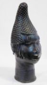 Benin Bronze Head of Idia, the Queen Mother of the Benin Empire, the mother of Oba Esigie, was