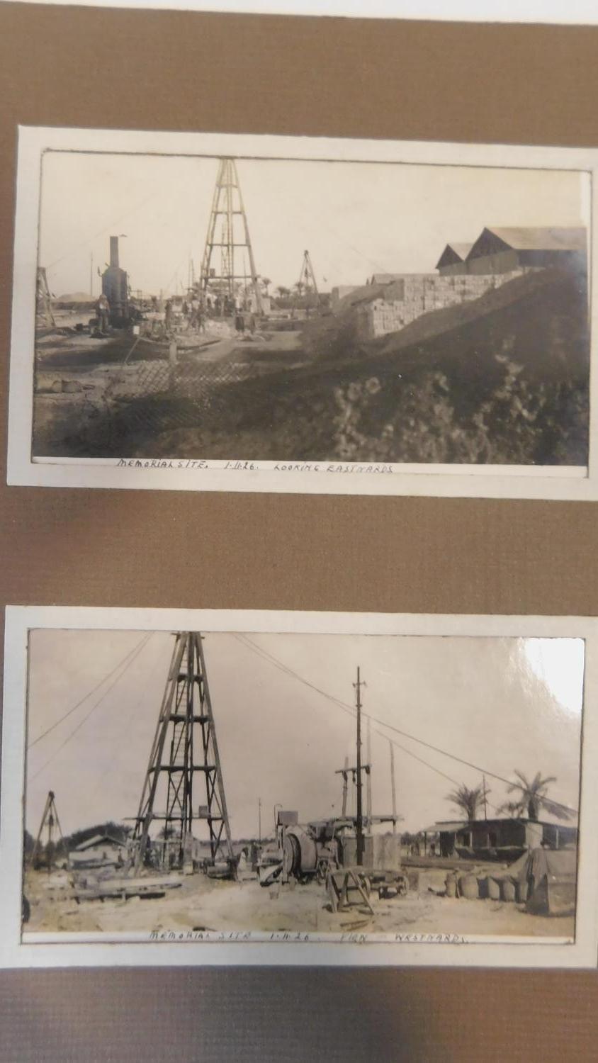 A vintage 1930's photo album containing black and white photos of the Basra War memorial in Iraq - Image 12 of 25