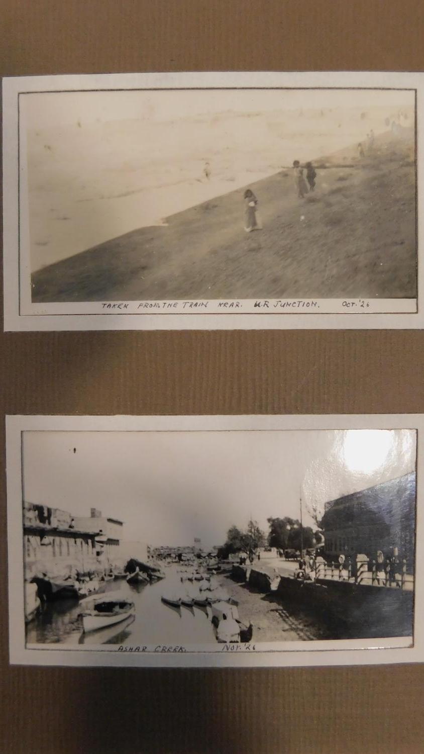 A vintage 1930's photo album containing black and white photos of the Basra War memorial in Iraq - Image 9 of 25