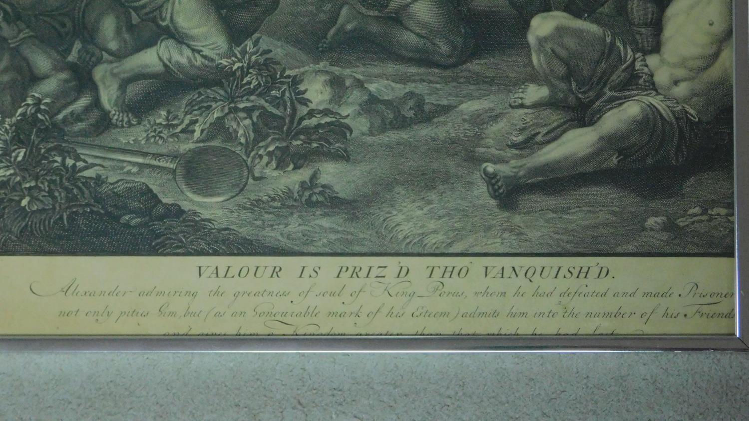 A series of three framed and glazed 19th century engravings after Charles le Brun, Valour is Priz' - Image 3 of 7