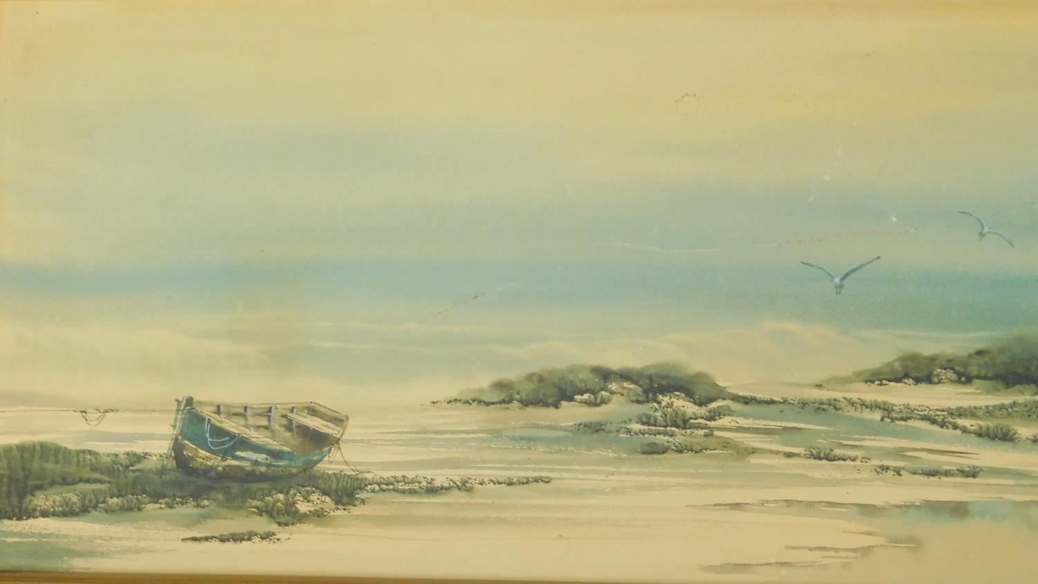 A framed and glazed watercolour, seascape, indistinctly signed, dated '81. 73x38cm