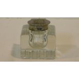 A Victorian silver and cut crystal ink well, hallmarked GC for George Cowles, London, 1902. Stamped