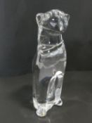 A large vintage art glass crystal seated panther sculpture, engraved, VILCA on the side and