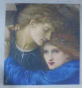 A large print laid on board, a detail from Love Among the Ruins by Edward Burne-Jones. H.190xW.178cm