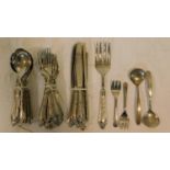 A Epzing repousse design silver plated Italian cutlery set and other silver plated cutlery.