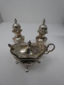 A Victorian silver cruet set hallmarked: ACM Co, for The Alexander Clark Manufacturing Co, 1904,